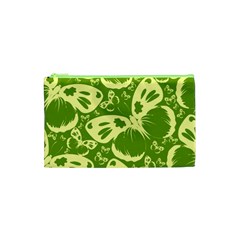 Butterflies Pattern Background Green Decoration Repeating Style Sketch Cosmetic Bag (xs) by fashionpod