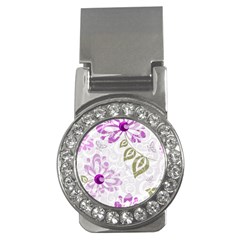 Beautiful Purple Flower Butterflies Pattern Money Clips (cz)  by fashionpod