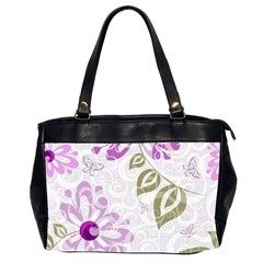 Beautiful Purple Flower Butterflies Pattern Oversize Office Handbag (2 Sides) by fashionpod