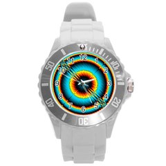 Art Artwork Fractal Digital Art Geometric Round Plastic Sport Watch (L)