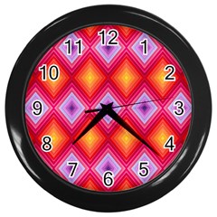 Texture Surface Orange Pink Wall Clock (black)