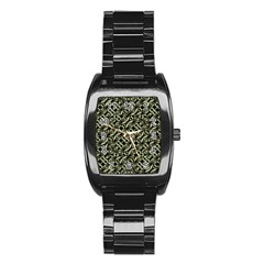 Modern Abstract Camouflage Patttern Stainless Steel Barrel Watch