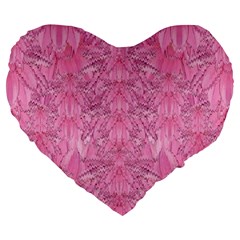Flowers Decorative Ornate Color Large 19  Premium Flano Heart Shape Cushions by pepitasart