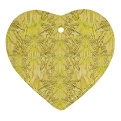 Flowers Decorative Ornate Color Yellow Heart Ornament (two Sides) by pepitasart
