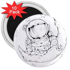 Astronaut Moon Space Astronomy 3  Magnets (10 pack) 
