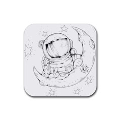 Astronaut Moon Space Astronomy Rubber Coaster (Square) 