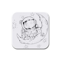 Astronaut Moon Space Astronomy Rubber Square Coaster (4 pack) 
