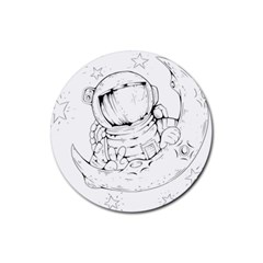 Astronaut Moon Space Astronomy Rubber Coaster (Round) 
