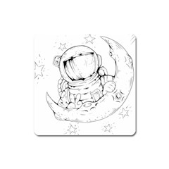 Astronaut Moon Space Astronomy Square Magnet
