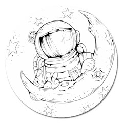 Astronaut Moon Space Astronomy Magnet 5  (Round)