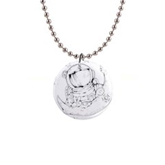 Astronaut Moon Space Astronomy 1  Button Necklace