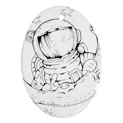 Astronaut Moon Space Astronomy Oval Ornament (Two Sides)