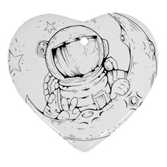 Astronaut Moon Space Astronomy Heart Ornament (Two Sides)