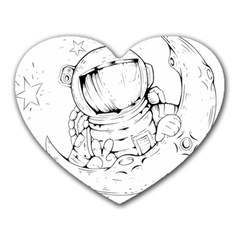 Astronaut Moon Space Astronomy Heart Mousepads