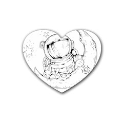 Astronaut Moon Space Astronomy Rubber Coaster (Heart) 