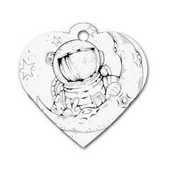 Astronaut Moon Space Astronomy Dog Tag Heart (Two Sides)