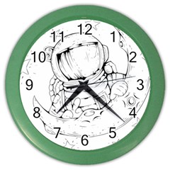 Astronaut Moon Space Astronomy Color Wall Clock