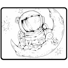 Astronaut Moon Space Astronomy Fleece Blanket (Medium) 