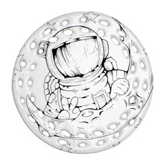 Astronaut Moon Space Astronomy Ornament (Round Filigree)