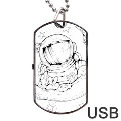 Astronaut Moon Space Astronomy Dog Tag USB Flash (One Side)