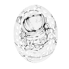 Astronaut Moon Space Astronomy Ornament (Oval Filigree)