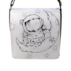 Astronaut Moon Space Astronomy Flap Closure Messenger Bag (L)