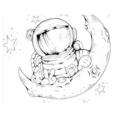 Astronaut Moon Space Astronomy Double Sided Flano Blanket (Medium) 