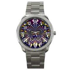 Abstract Art Artwork Fractal Design Art Pattern Sport Metal Watch by Pakrebo