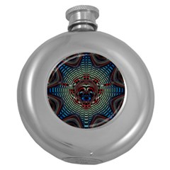Abstract Abstract Art Artwork Star Round Hip Flask (5 Oz) by Pakrebo