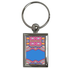 Shapes On A Blue Background                      Key Chain (rectangle) by LalyLauraFLM