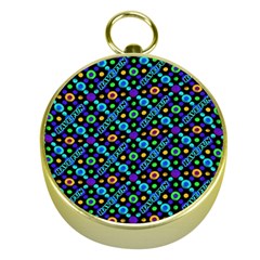 Have Fun Multicolored Text Pattern Gold Compasses by dflcprintsclothing