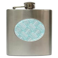 Wood Texture Diagonal Pastel Blue Hip Flask (6 Oz)
