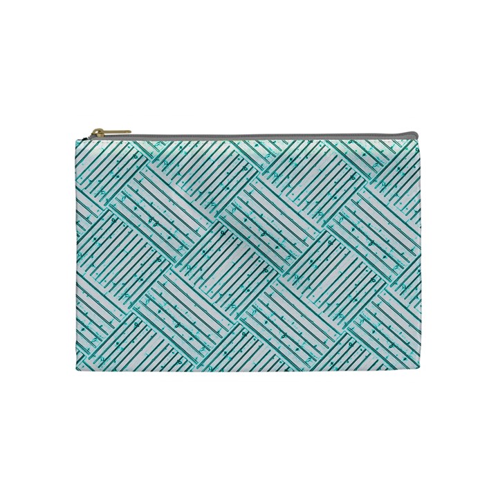 Wood Texture Diagonal Pastel Blue Cosmetic Bag (Medium)