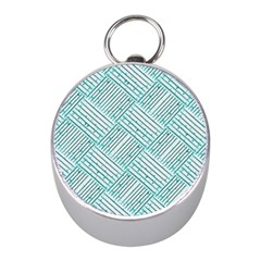 Wood Texture Diagonal Pastel Blue Mini Silver Compasses