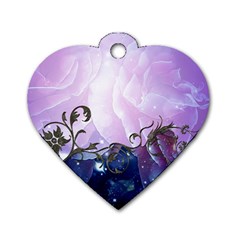 Elegant Floral Design Dog Tag Heart (one Side) by FantasyWorld7