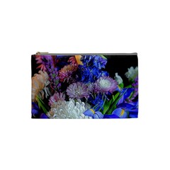 Blue White Purple Mixed Flowers Cosmetic Bag (small) by bloomingvinedesign