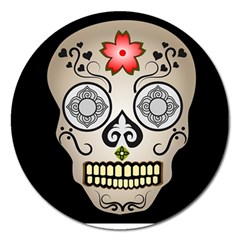Skull Scary Art Digital Head Magnet 5  (round) by Wegoenart