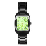 Floral Decoration Flowers Design Stainless Steel Barrel Watch Front