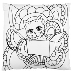 Cute Cat Coloring Page Design Large Flano Cushion Case (one Side) by Wegoenart