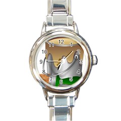 Paint Color Brush Painter Bucket Round Italian Charm Watch