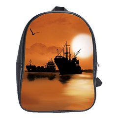 Digital Art Artwork Ship Boats Sea School Bag (xl) by Wegoenart