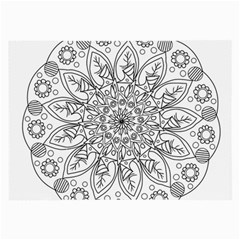 Flowers Mandala Hand Drawing Large Glasses Cloth by Wegoenart