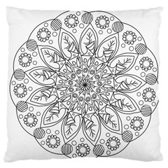 Flowers Mandala Hand Drawing Large Cushion Case (one Side) by Wegoenart