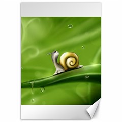 Snail Drops Rain Drawing Green Canvas 12  X 18  by Wegoenart