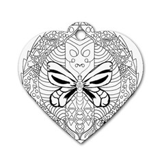 Mandala Butterfly Insect Dog Tag Heart (one Side) by Wegoenart