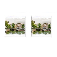 Amsterdam Holland Canal River Cufflinks (square) by Wegoenart