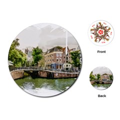 Amsterdam Holland Canal River Playing Cards Single Design (round) by Wegoenart