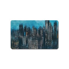 Cityscape Buildings Skyscraper Magnet (name Card) by Wegoenart