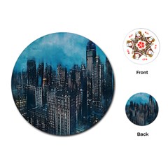 Cityscape Buildings Skyscraper Playing Cards Single Design (round) by Wegoenart