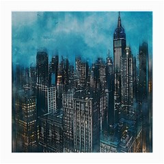 Cityscape Buildings Skyscraper Medium Glasses Cloth (2 Sides) by Wegoenart